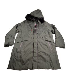 WEEN CHARM Men's Green Warm Parka Jacket Winter Coat with Detachable Hood